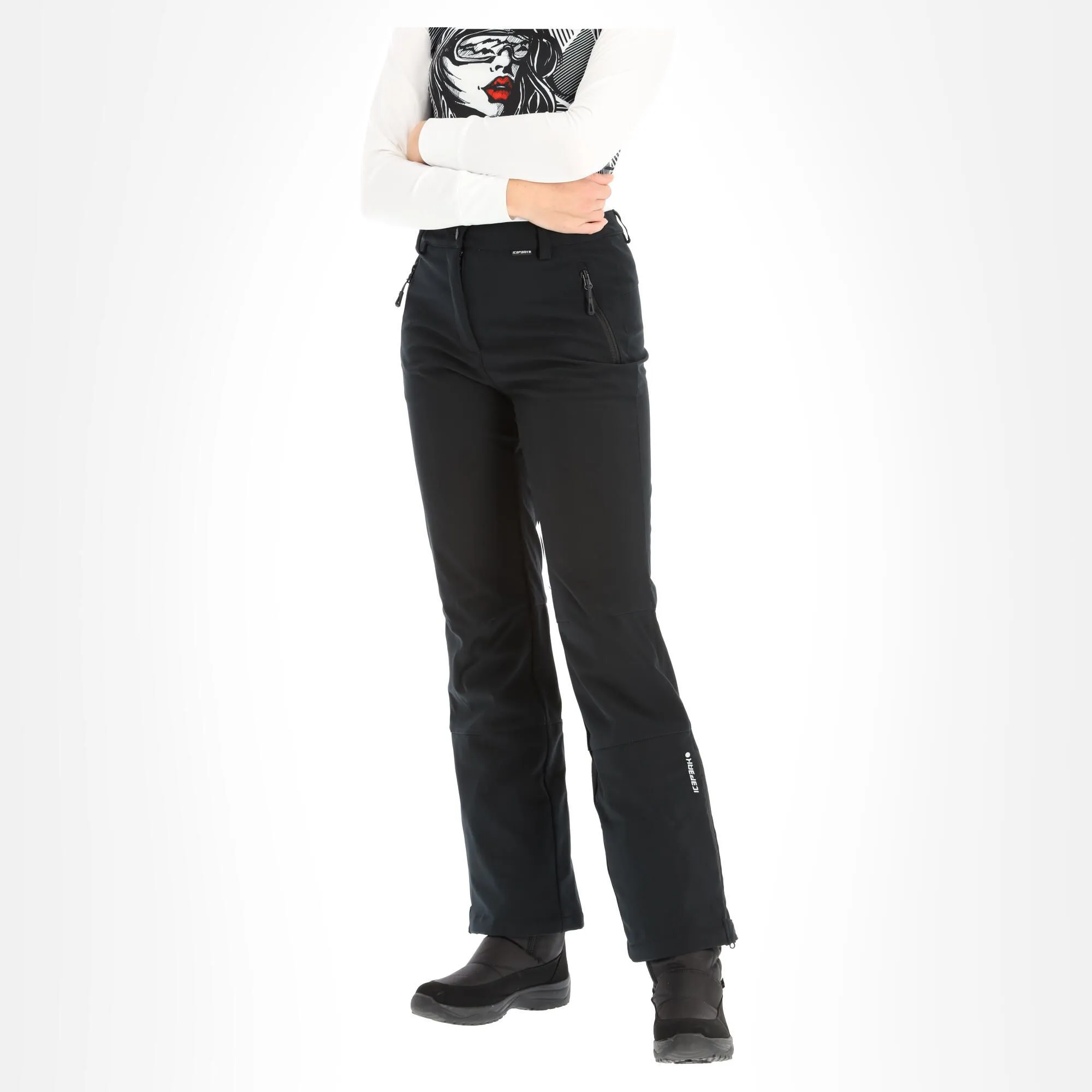 Icepeak, Frechen Softshell Skibroek Kort Model Dames Zwart